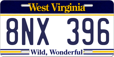 WV license plate 8NX396