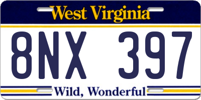 WV license plate 8NX397