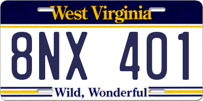 WV license plate 8NX401