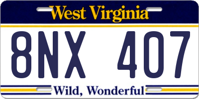 WV license plate 8NX407