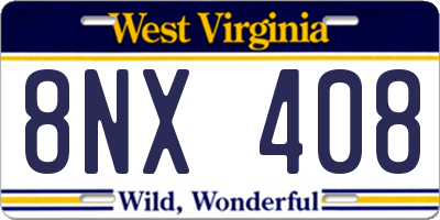 WV license plate 8NX408