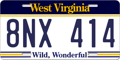 WV license plate 8NX414