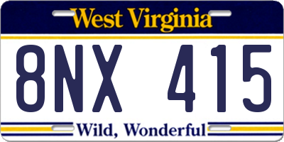 WV license plate 8NX415