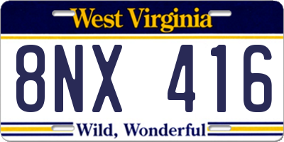 WV license plate 8NX416