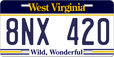 WV license plate 8NX420