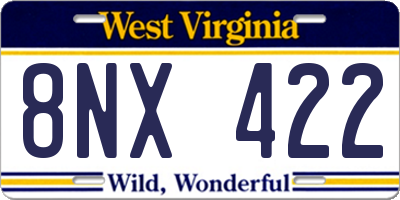 WV license plate 8NX422