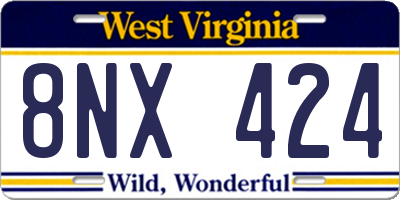 WV license plate 8NX424