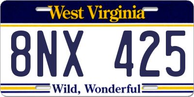 WV license plate 8NX425