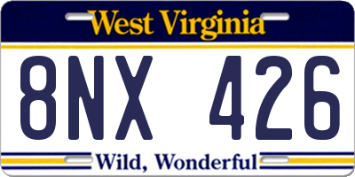 WV license plate 8NX426