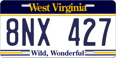 WV license plate 8NX427