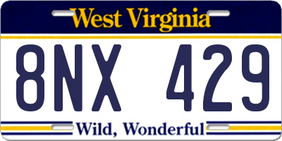 WV license plate 8NX429