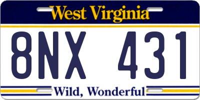 WV license plate 8NX431