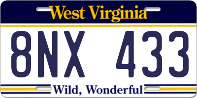 WV license plate 8NX433