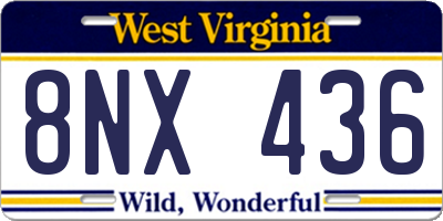 WV license plate 8NX436