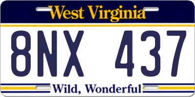 WV license plate 8NX437