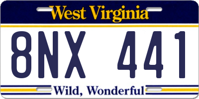 WV license plate 8NX441