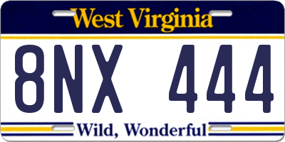 WV license plate 8NX444