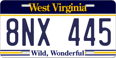 WV license plate 8NX445