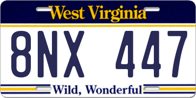 WV license plate 8NX447