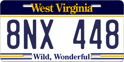 WV license plate 8NX448
