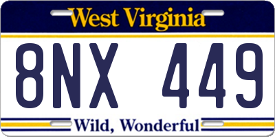 WV license plate 8NX449