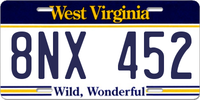 WV license plate 8NX452