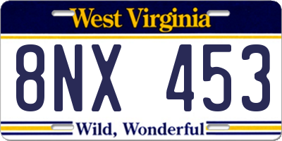 WV license plate 8NX453