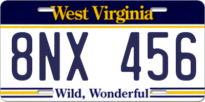 WV license plate 8NX456