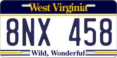 WV license plate 8NX458