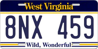 WV license plate 8NX459