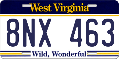 WV license plate 8NX463