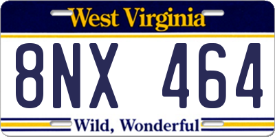WV license plate 8NX464
