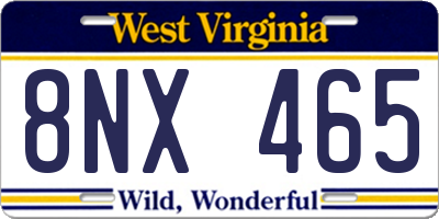 WV license plate 8NX465