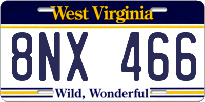 WV license plate 8NX466