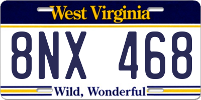 WV license plate 8NX468