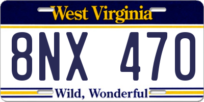 WV license plate 8NX470