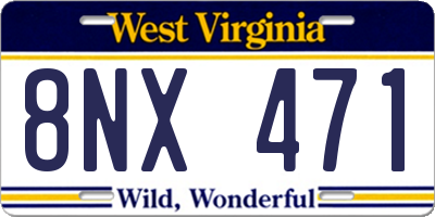 WV license plate 8NX471