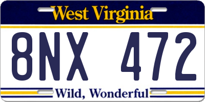 WV license plate 8NX472