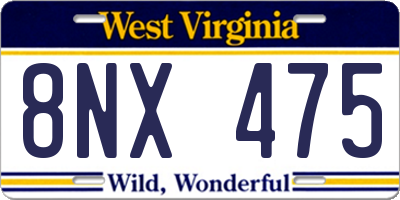 WV license plate 8NX475