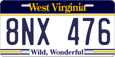 WV license plate 8NX476