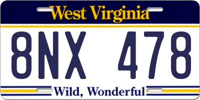 WV license plate 8NX478