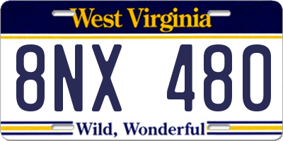 WV license plate 8NX480