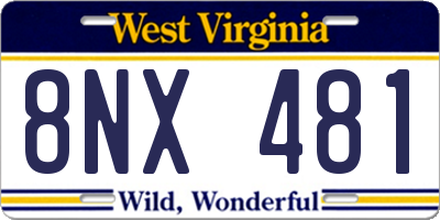 WV license plate 8NX481