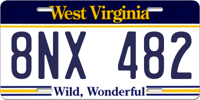 WV license plate 8NX482