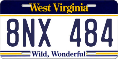 WV license plate 8NX484