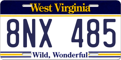 WV license plate 8NX485