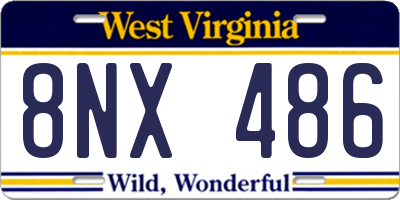 WV license plate 8NX486