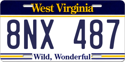 WV license plate 8NX487