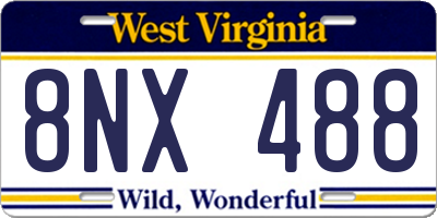 WV license plate 8NX488