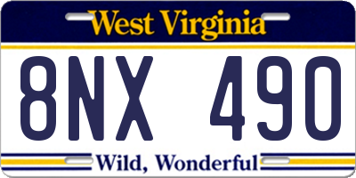 WV license plate 8NX490